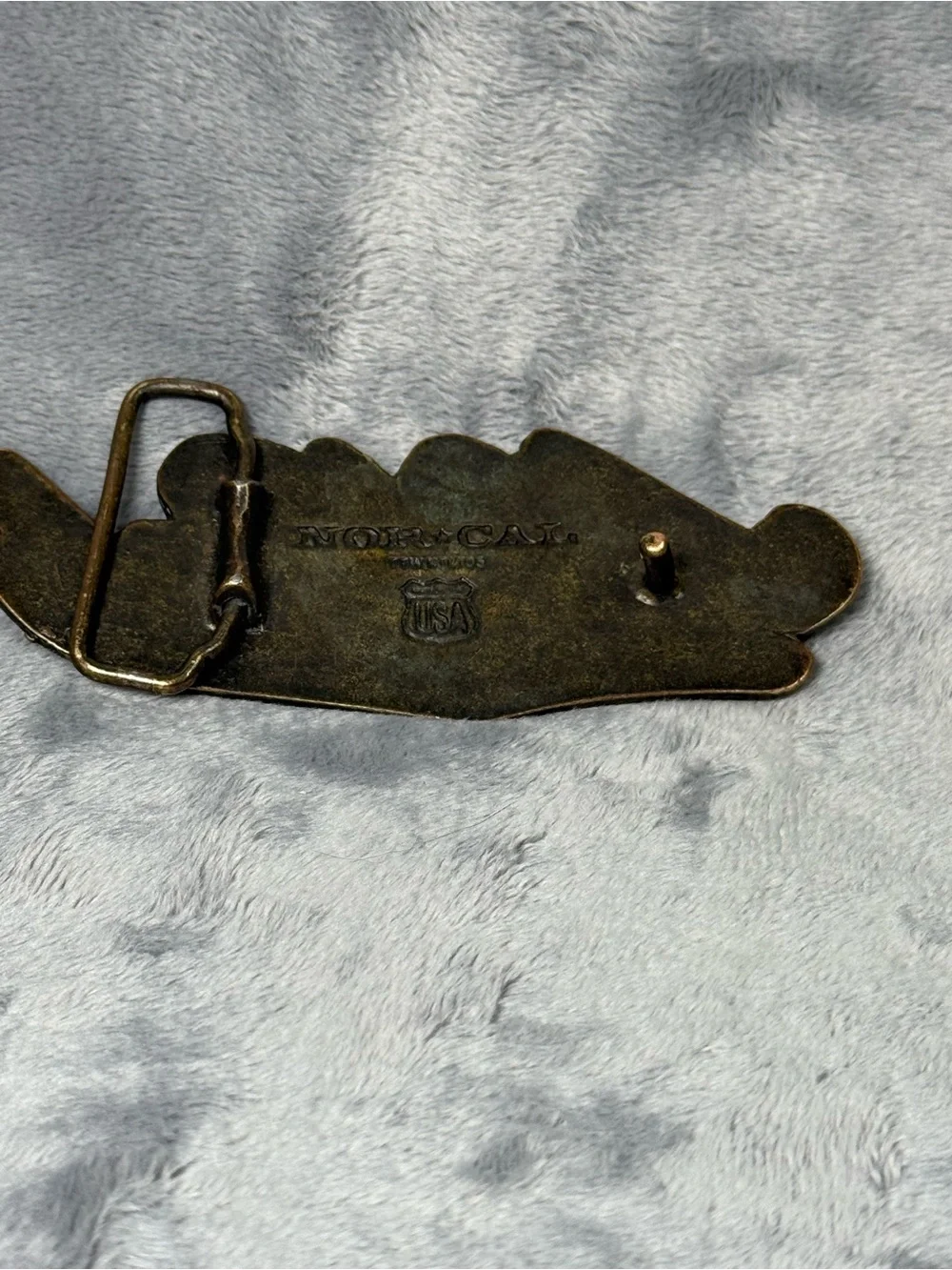 Vintage NorCal Script Belt Buckle Pewter Tone Y2K Skate Casual Western Style